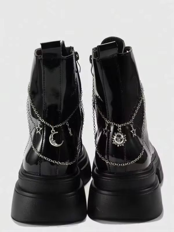 ROMWE Fairycore 2pcs Gothic Style Chain Decoration With Stars/Sun/Moon For Shoes And Boots Fall, Halloween