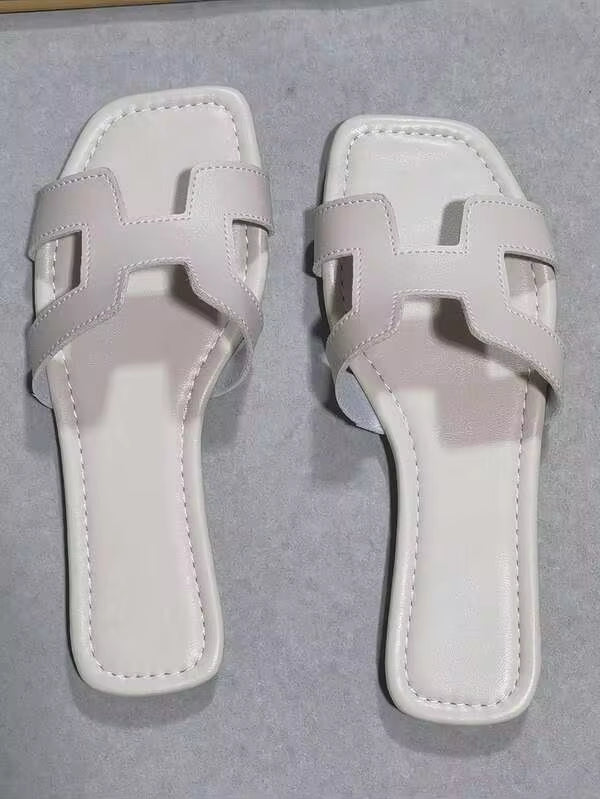 2025 Summer New H-Shape Fashion Flat Sandals, Simple Outdoor Beach Casual Slippers For Women