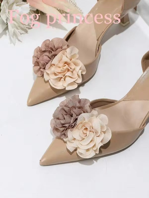 1 Pair Detachable DIY Shoes Accessories, Fashion Elegant Bohemian Rose Flower Decoration For Heels, Flats, Suitable For Black, Beige, Brown, Pink, Wine Red, Versatile Wear