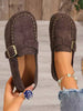 Women's Flat Casual Shoes With Adjustable Buckle, Soft And Comfortable, Round Toe And Widened Wedge Heel, Suitable For School, Dates, Shopping, Walking And Office, Combining Leisure And Sports, Women's Single Shoes Can Be Worn All Year Round.