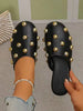 Vintage Rivet Backless Mules Women Shoes, Flat Slip-On Punk Style Comfortable Versatile Outdoor Slippers,Summer Outfits