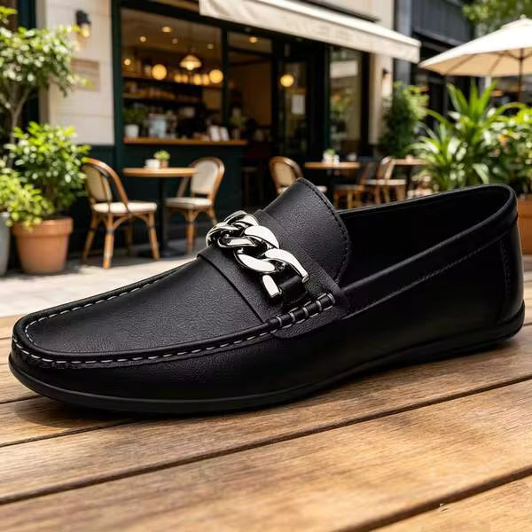 Men's Luxury Lightweight PU Leather Loafers, Casual Woven Style Slip-On Flat Shoes With Convenient Elastic Band, Suitable For Spring And Autumn Daily Wear, Weddings, Banquets, Office, Business And Other Formal Occasions